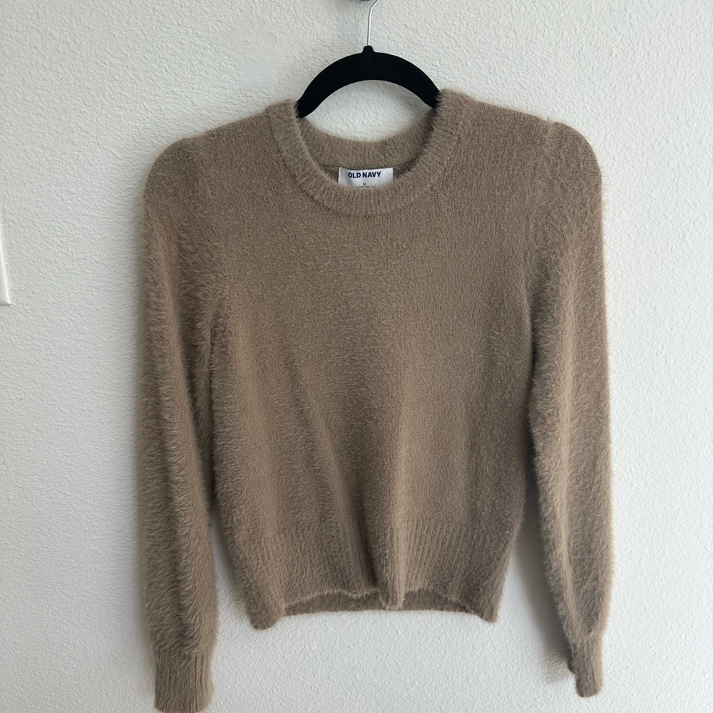 Old Navy Fuzzy Crewneck Sweater - Taupe Beige